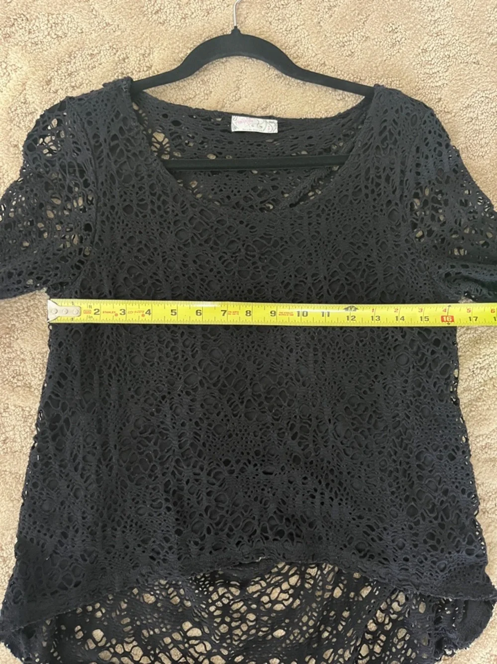 Free People Black Crochet Top Size Small